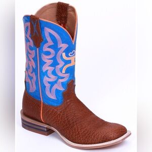 Hooey Twisted X Youth 6 Cowboy Boots (Fits Women’s 7–7.5) Blue Orange Square Toe